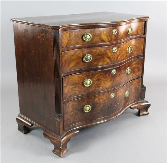 A George III mahogany serpentine chest, W.3ft 6in. D.2ft H.3ft 1in.